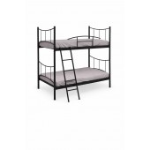 Χαμόγελο Μεταλλική Κουκέτα Διπλή Μαύρη με Σκάλα για στρώμα 90Χ190 – Στιβαρή & Λειτουργική