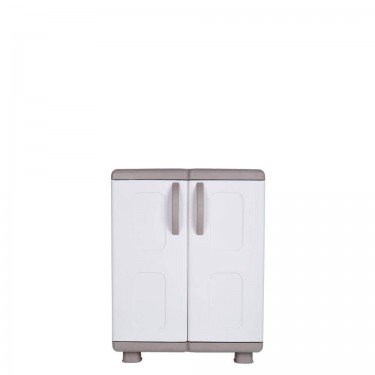 Δίφυλλη Ντουλάπα Ήβη Πλαστική με 2 Ράφια Γκρι / Ανθρακί 73x44x96εκ.