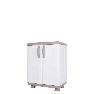 Δίφυλλη Ντουλάπα Ήβη Πλαστική με 2 Ράφια Γκρι / Ανθρακί 73x44x96εκ.