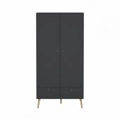 Bodo ντουλάπα με 2 πόρτες και 2 συρτάρια 98,7x58x200εκ. Γκρι