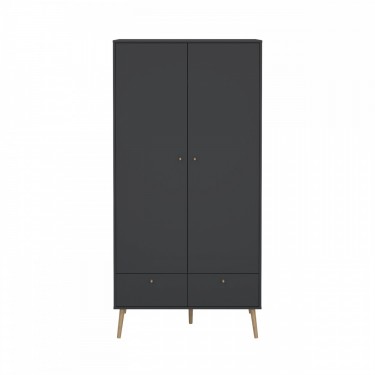 Bodo ντουλάπα με 2 πόρτες και 2 συρτάρια 98,7x58x200εκ. Γκρι