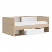 Alicia κρεβάτι μονό 116x204x79εκ. ( για στρώμα 90x200εκ. ) με αποθηκευτικούς χώρους Λευκό/Natural Chestnut