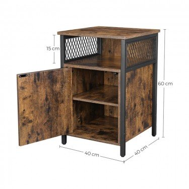 Μεταλλικό - Ξύλινο Κομοδίνο με 1 Ντουλάπι και 1 Ράφι 40 x 40 x 60 cm VASAGLE LET068B01