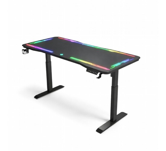 VenCore 2730-10006 - Gaming Desk Adjustable 120x60x72-112cm Black - Μοντέρνο Γραφείο Ρυθμιζόμενου Ύψους με Λειτουργία Μνήμης Gaming VenCore Μοριοσανίδας Carbon Fiber με Μεταλλικά Πόδια Μαύρο Μ120 x Π60 x Υ72-112cm