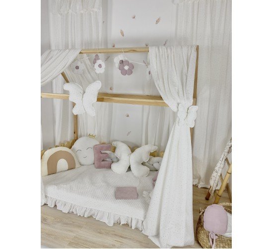 Κουρτίνες κρεβατιού-Canopy Bed White Butterfly