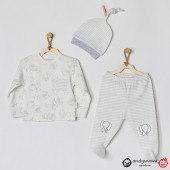 Μπλουζάκι με παντελονάκι και σκουφάκι Ι love my mummy and daddy