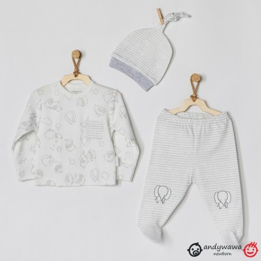 Μπλουζάκι με παντελονάκι και σκουφάκι Ι love my mummy and daddy