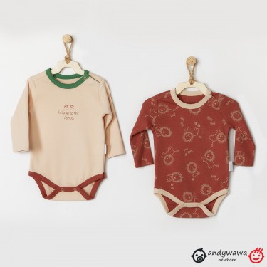 Σετ 2 μακρυμάνικα κορμάκια Little Lion