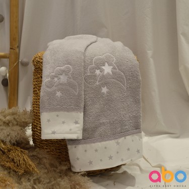 Σετ πετσέτες 2τμχ Μoon γκρί ABO