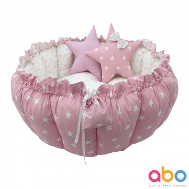 Φωλιά-χαλάκι δραστηριοτήτων 2 σε 1 ροζ με αστέρια ABO