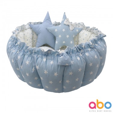 Φωλιά-χαλάκι δραστηριοτήτων 2 σε 1 γαλάζια με αστέρια ABO