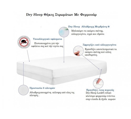 ΑΔΙΑΒΡΟΧΗ ΘΗΚΗ ΜΕ ΦΕΡΜΟΥΑΡ DRY SLEEP BAMBOO 100X200Χ20 ΘΗΚΗ ΓΙΑ ΑΚΑΡΕΑ ΘΗΚΗ ΓΙΑ ΚΟΡΙΟΥΣ 