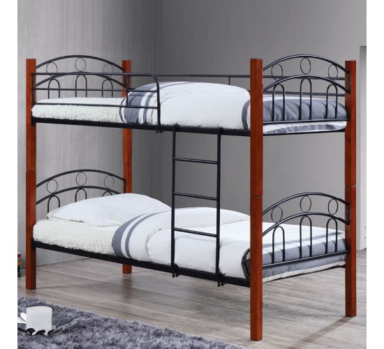 NORTON Κρεβάτι Κουκέτα Μέταλλο Βαφή Μαύρο, Ξύλο Καρυδί Κωδικός: [Ε-00017400] Ε8071 ΔΙΑΣΤΑΣΕΙΣ 97x201x160cm (για Στρώμα 90x190cm)