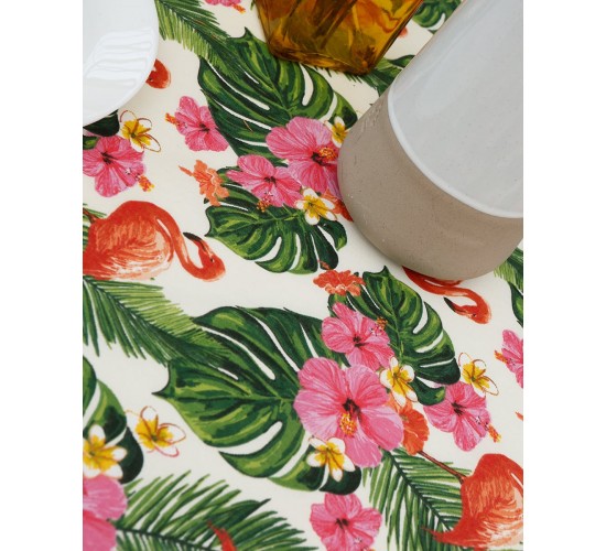 Τραπεζομάντηλο Φλοράλ Forester Flowers & Flamingo 2 ατόμων Multi