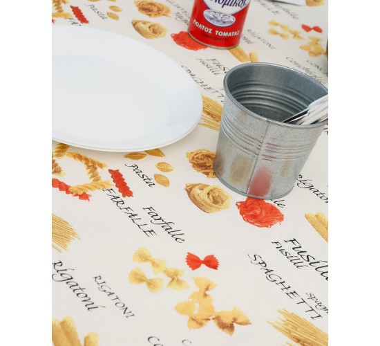 Τραπεζομάντηλο με Σχέδιο Ζυμαρικά Pasta 2 ατόμων Μπεζ