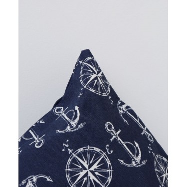 Διακοσμητική Μαξιλαροθήκη με Πυξίδες και Άγκυρες Angira 65x65cm Μπλε Σκούρο