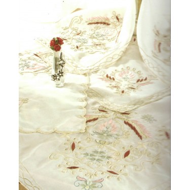 Πετσετάκι Κέντημα Μπορντώ Άνθη 30x30cm Μπεζ