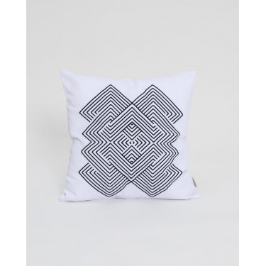 Μαξιλαροθήκη Διακοσμητική με Κέντημα Ρόμβους Yohana 40x40cm Άσπρο