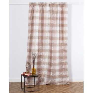 Έτοιμη Ραμμένη Κουρτίνα με Ανάγλυφα Νερά Walldore Στενό Φύλλο (150x255cm) Σοκολά