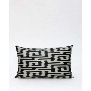 Διακοσμητική Μαξιλαροθήκη Αργαλειού Boho Ikat 35x60cm Μαύρο