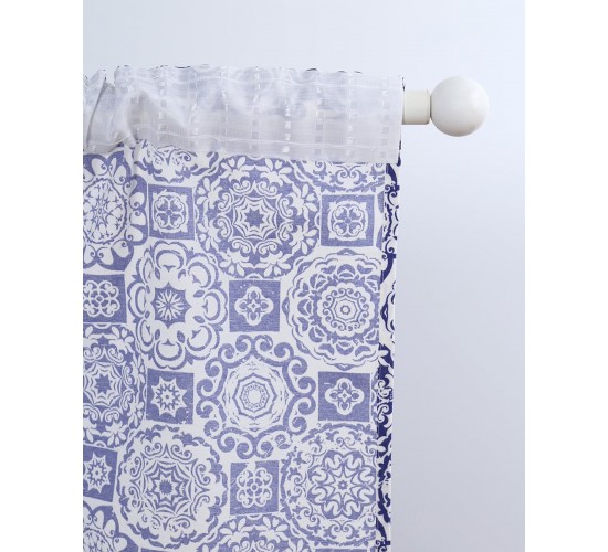 Έτοιμη Ραμμένη Κουρτίνα Azul Παραθύρου (140x160cm)