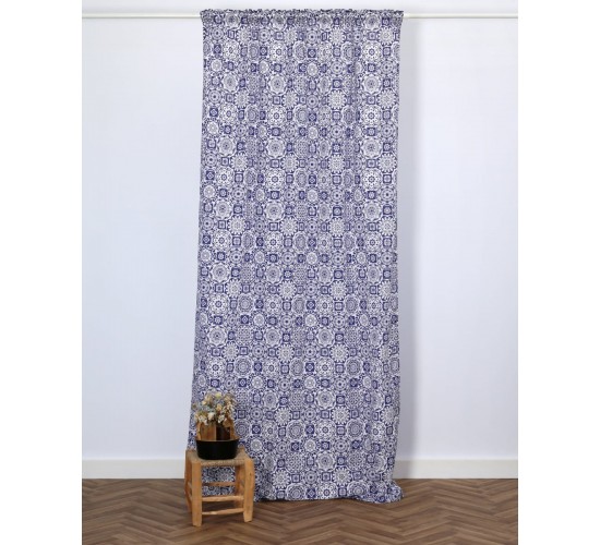 Έτοιμη Ραμμένη Κουρτίνα Azul Παραθύρου (140x160cm)