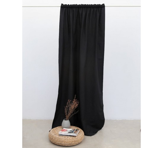 Έτοιμη Ραμμένη Κουρτίνα Elsa Panama Στενό Φύλλο (140x260cm) Μαύρο