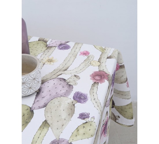 Αλέκιαστο Τραπεζομάντηλο Mexican Cactus 6 ατόμων (155x175cm)