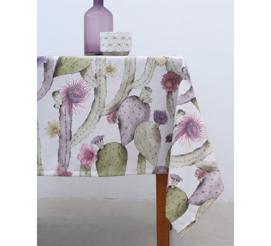 Αλέκιαστο Τραπεζομάντηλο Mexican Cactus 6 ατόμων (155x175cm)