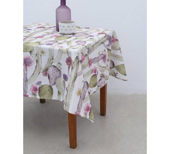 Αλέκιαστο Τραπεζομάντηλο Mexican Cactus 6 ατόμων (155x175cm)