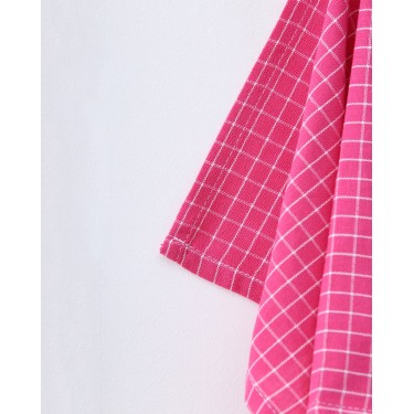 Σετ 2 τεμαχίων Βαμβακερό Καρώ Ποτηρόπανο Bazil 55x55cm Φούξια