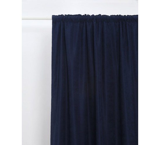 Έτοιμη Ραμμένη Βελούδινη Κουρτίνα Velvet Suede σε 5 Αποχρώσεις Στενό Φύλλο (150X255cm) Μπλε Σκούρο