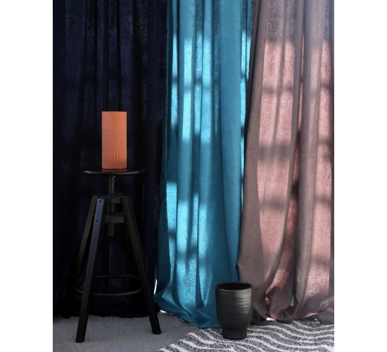 Έτοιμη Ραμμένη Βελούδινη Κουρτίνα Velvet Suede σε 5 Αποχρώσεις Στενό Φύλλο (150X255cm) Μπλε Σκούρο