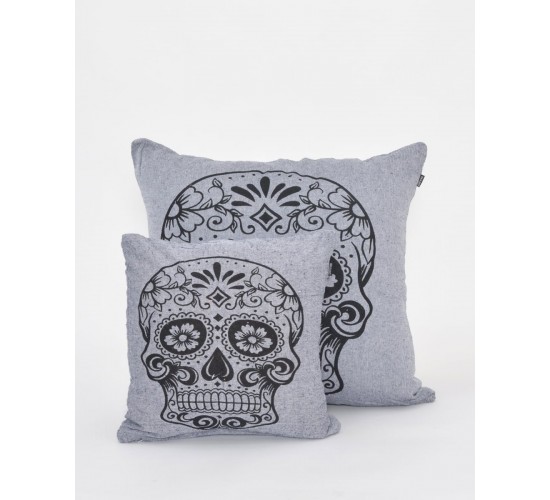 Διακοσμητική Μαξιλαροθήκη The Skull σε 4 Αποχρώσεις 60x60cm Μπλε
