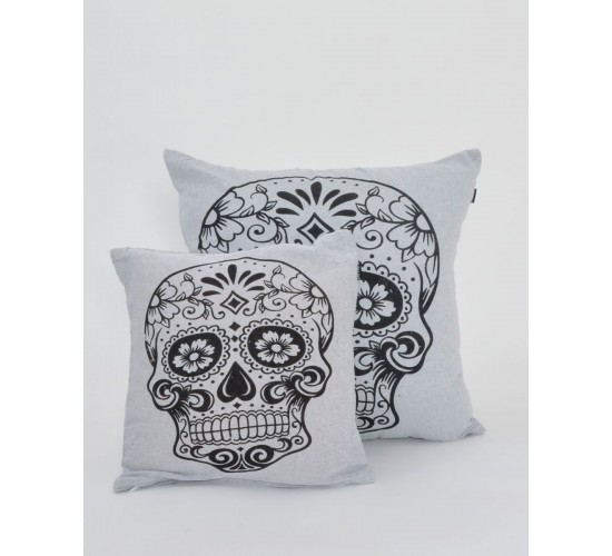 Διακοσμητική Μαξιλαροθήκη The Skull σε 4 Αποχρώσεις 40x40cm Γκρι απαλό