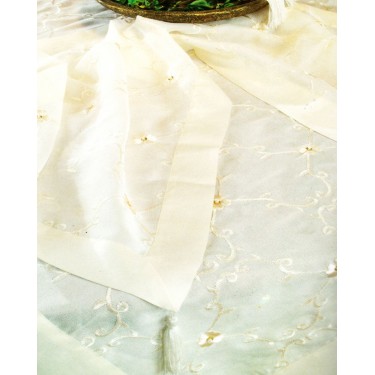 Εκρού Κρεπ Κεντημένo Πετσετάκι Για Μπομπονιέρα με Φούντες Bo Maison 40x40cm 40x40cm Εκρού