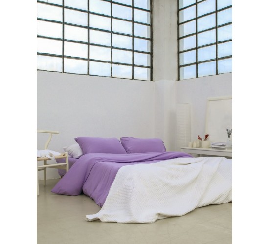 Μακό Βαμβακερό Πανωσέντονο Finejersey Art σε 6 Αποχρώσεις Μονή (165x260cm) Λιλά