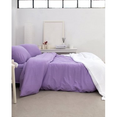 Μακό Βαμβακερό Πανωσέντονο Finejersey Art σε 6 Αποχρώσεις Μονή (165x260cm) Λιλά