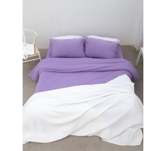 Μακό Βαμβακερό Πανωσέντονο Finejersey Art σε 6 Αποχρώσεις Μονή (165x260cm) Λιλά