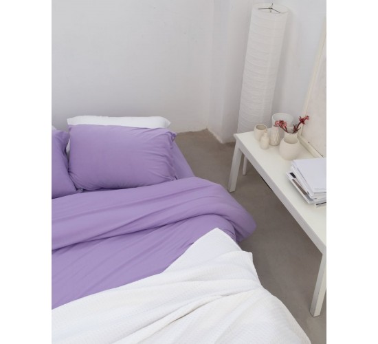Μακό Βαμβακερό Πανωσέντονο Finejersey Art σε 6 Αποχρώσεις Μονή (165x260cm) Λιλά