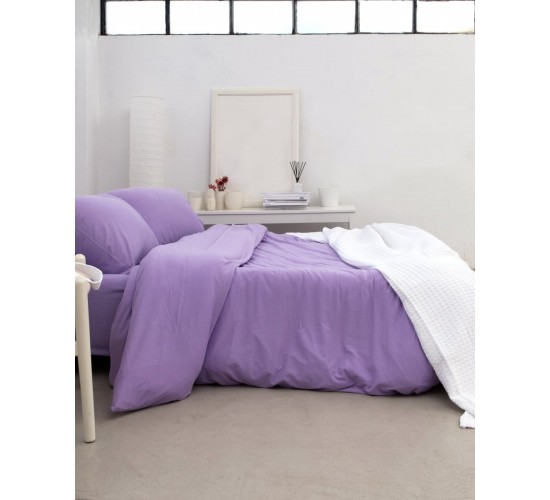 Μακό Βαμβακερό Πανωσέντονο Finejersey Art σε 6 Αποχρώσεις Μονή (165x260cm) Λιλά