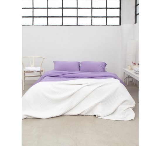 Μακό Βαμβακερό Πανωσέντονο Finejersey Art σε 6 Αποχρώσεις Μονή (165x260cm) Λιλά