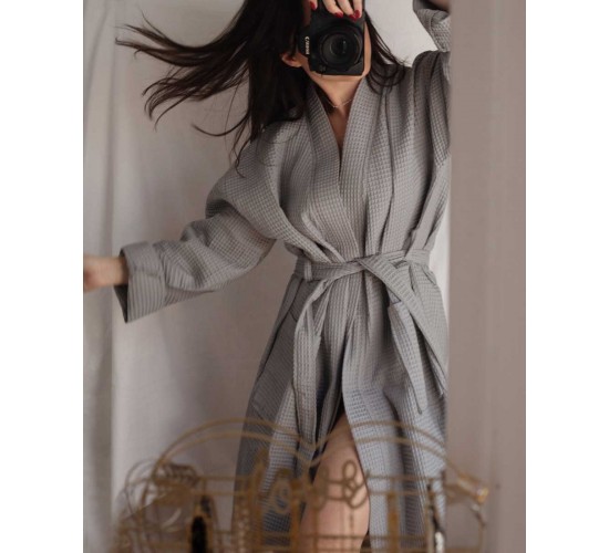 Βαμβακερό Πικέ Μπουρνούζι Osaka Large | XLarge Ανθρακί