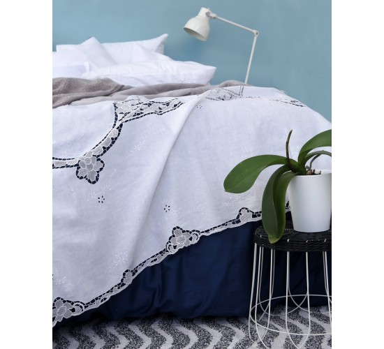 Χειροποίητη Βαμβακερή Κουβέρτα Βελονάκι Dantela Beniz Bo Maison 240x280cm Super Υπέρδιπλη (240x280cm) Άσπρο
