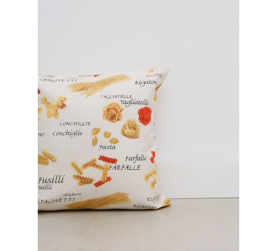 Διακοσμητική Μαξιλαροθήκη με Σχέδιο Ζυμαρικά Pasta 65x65cm Μπεζ