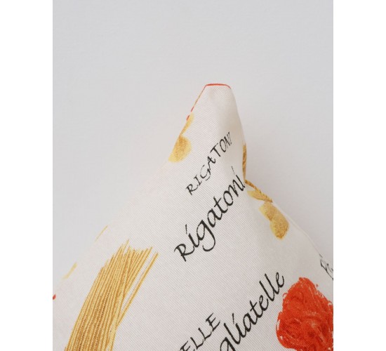 Διακοσμητική Μαξιλαροθήκη με Σχέδιο Ζυμαρικά Pasta 65x65cm Μπεζ