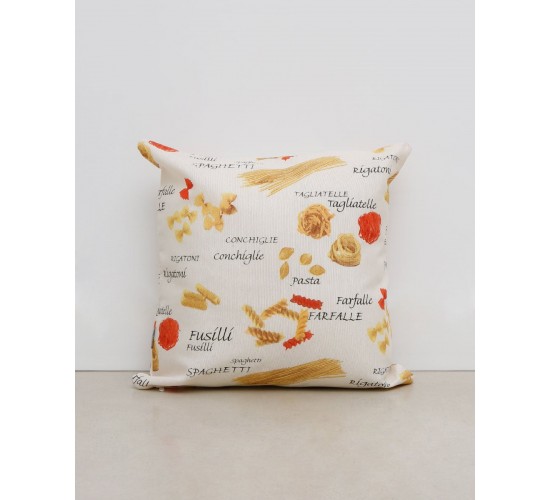 Διακοσμητική Μαξιλαροθήκη με Σχέδιο Ζυμαρικά Pasta 65x65cm Μπεζ