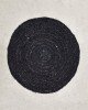 Ψάθα Μαύρο Πλεκτό Οικολογικό Στρογγυλό Χαλί Γιούτας Dark Διάμετρος 150cm Μαύρο