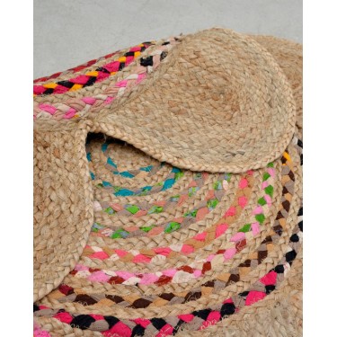 Ψάθινο Οικολογικό Μαργαρίτα Χαλί Γιούτας Βαμβάκι Rodolpho Διάμετρος 90cm Multi