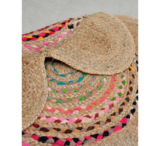 Ψάθινο Οικολογικό Μαργαρίτα Χαλί Γιούτας Βαμβάκι Rodolpho Διάμετρος 90cm Multi